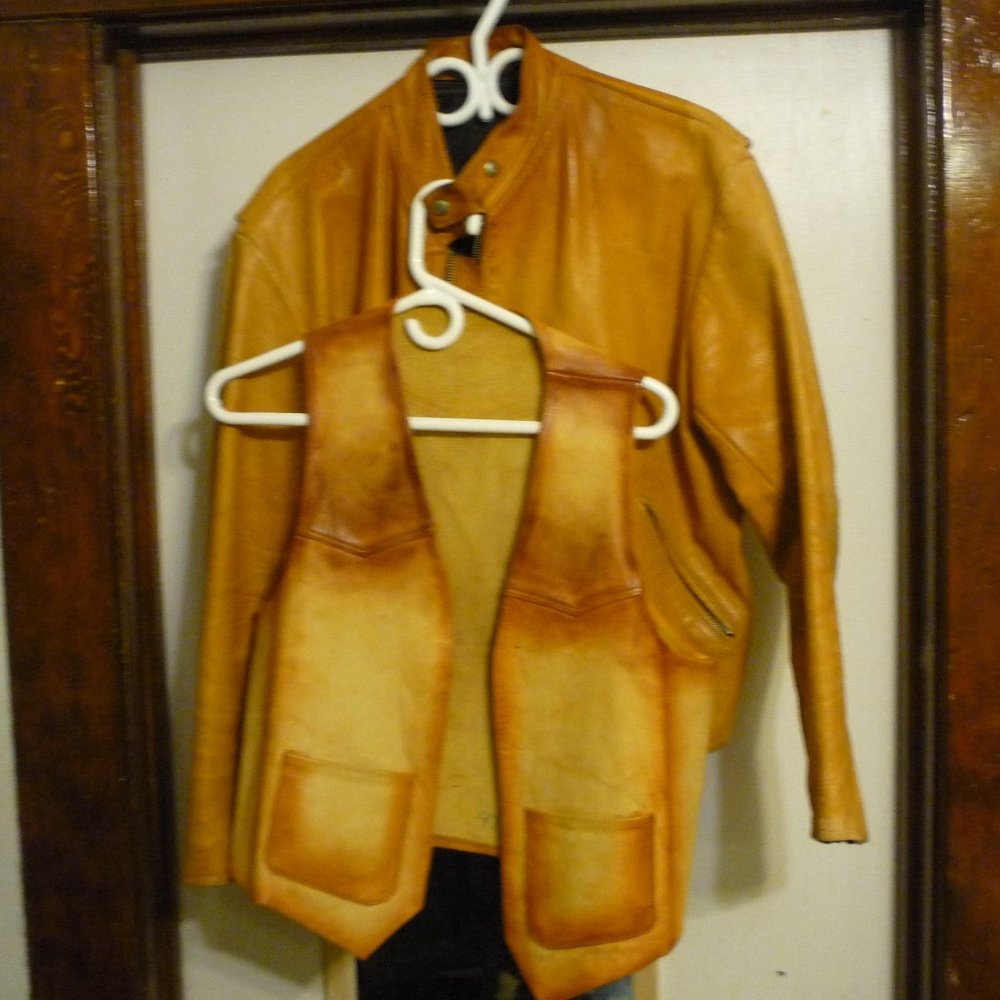 all leather jacket and vest